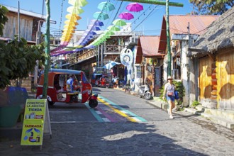 Colorful alley in San Juan la Laguna, Atitlán, Sololá Department, Guatemala