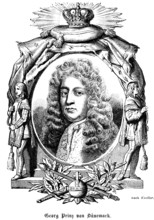 George Prince of Denmark (1653-1708) Duke of Cumberland, curls, wig, marriage to Anne Stuart,