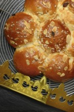 Epiphany cake with paper crown, Switzerland