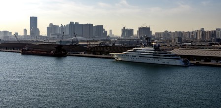 Cruise ships at the cruise terminal in Abu Dhabi, UAE, United Arab Emirates
