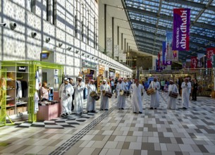 Typical national reception with orientalist music in the cruise terminal of Abu Dhabi, UAE, United