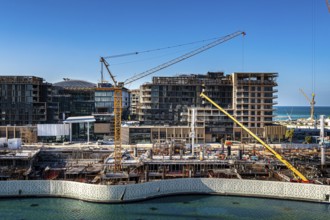 View of the construction sites all around from the Zayed National Museum platform, the museum with