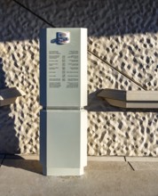 Information signs on the way to the platform, Zayed National Museum in Abu Dhabi, memorial to the