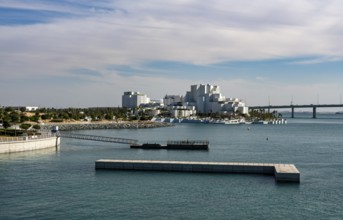 View of the National History Museum from Louvre Abu Dhabi, UAE, United Arab Emirates
