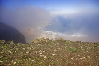 Foggy coastal scenery from Mirador de Ermita de Las Nieves and sea views, Mirador de Ermita de Las