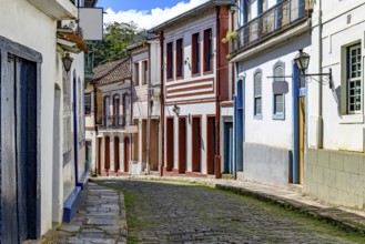 Houses and streets with cobblestone paving in the historic city of Ouro Preto, Ouro Preto, Minas