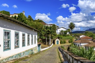 Typical architecture of the old city of Ouro Preto with chapel and historic houses