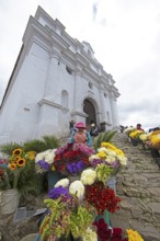 Flower market on the steps of Santo Tomás Church in Chichicastenango, Highlands, El Quiché