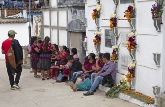 Mayan woman in traditional clothing at the cemetery in Chichicastenango, Highlands, El Quiché