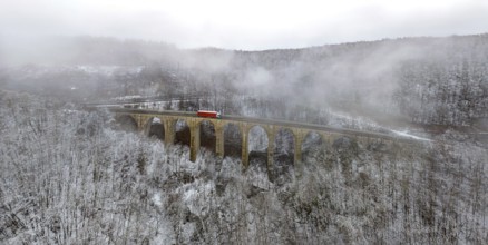Dragon hole bridge on the A8 motorway, motorway bridge on the Drackenstein slope on the Swabian