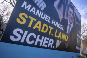 2026 state election in Baden-Württemberg. Election advertising in the city center of Stuttgart.