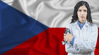 Czech national health system, Medical professional on Czech Republic flag background
