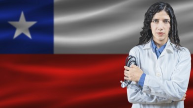 Chilean national health system, Medical professional on Chile flag background
