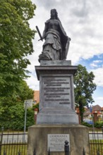 Restored Germania monument, Germania statue with sword, base with inscription, symbol, German