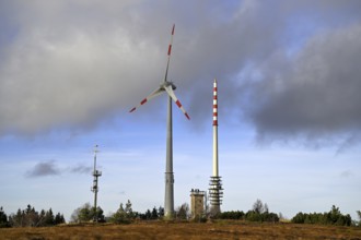 Wind turbine in the high moor on the Hornisgrinde, Hornisgrinde-Biberkessel nature reserve,