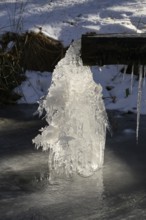Ice crystals, icicles, frozen watercourse, Carinthia