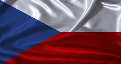 National flag of the Czech Republic with cloth texture. Czech flag with realistic texture