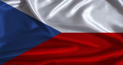 Czech Republic flag with cloth textured background. National flag of the Czech Republic with