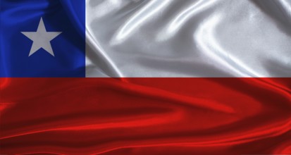 Chile flag with cloth textured background. National flag of Chile with realistic texture