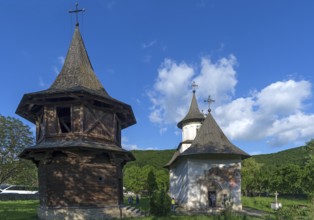 Church of the Exaltation of the Cross with bell tower, Patrauti Moldavian monastery from the 15th