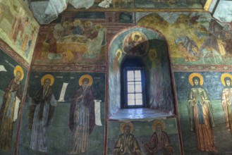 Wall frescoes in the Church of the Exaltation of the Cross, Patrauti Moldavian monastery from the