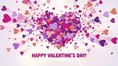 A vibrant Valentine's Day greetings card featuring wreath and elegant lettering to convey romance,