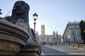 Staircase leading to the Capitoline Square, Statues of the Dioscuri Castor and Pollux, Piazza di