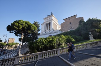 Staircase with staircase to Capitol Square, in the back the national monument Victor Emmanuel II