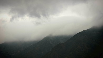 Cloudy and misty mountain landscape that creates a mysterious and calm image, Debed Canyon, Armenia