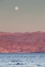 Eilat, Israel, Middle East. From across the red sea in Eilat Aqaba in Jordan on the opposite side