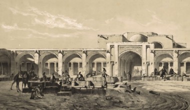 The inner courtyard of the caravanserai of Mahyar, also known as Mayar, is considered an