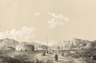 The Mamasani Tower near Shiraz in Iran, authentic, digitally restored reproduction from a 19th