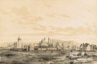 The historical cemetery in Isfahan, Persia, Iran, Takht-e-Foulad, authentic, digitally restored