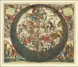 Sky map of the northern sky, known as Hemisphaerium Boreale or Northern Stellar Hemisphere, from