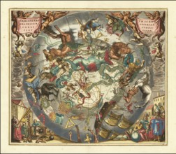 Historical sky map Haemisphaerium Scenographicum Australe Coeli Stellati et Terrae by German