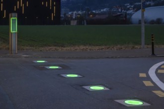 Illuminated bollards, Biel, Switzerland