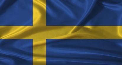 National flag of Sweden with cloth texture. Sweden flag with realistic texture background
