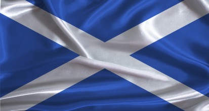 Scotland flag with cloth textured background. National flag of Scotland with realistic texture