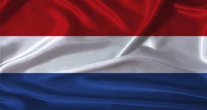 National flag of the Netherlands with cloth texture. Netherlands flag with realistic texture