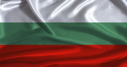 Bulgaria flag with cloth textured background. National flag of Bulgaria with realistic texture