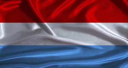 Luxembourg flag with cloth textured background. National flag of Luxembourg with realistic texture