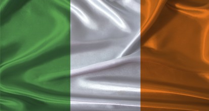 National flag of Ireland with cloth texture. Ireland flag with realistic texture background