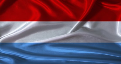 National flag of Luxembourg with cloth texture. Luxembourg flag with realistic texture background