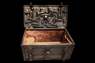 Wrought iron chest with a locking mechanism visible from the inside, Upper Silesia, 18th century,
