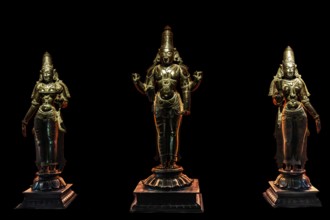 Bronze statues of Hindu god Vishnu flanked by his companions, Czartoryski Museum, 1796, oldest