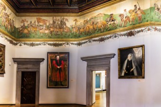 Museum room with ceiling fresco, Wawel Royal Castle, former residence and government seat of the
