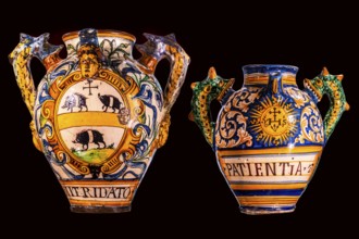 Pharmacy jar with the inscription Patientia, Montelupo, 16th century, Wawel Royal Castle, former