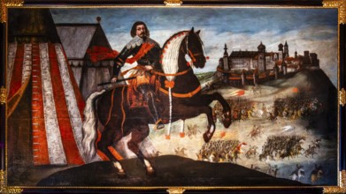 Portrait of King Ladislas IV on horseback with a view of Wawel, Poland, 18th century, Wawel Royal