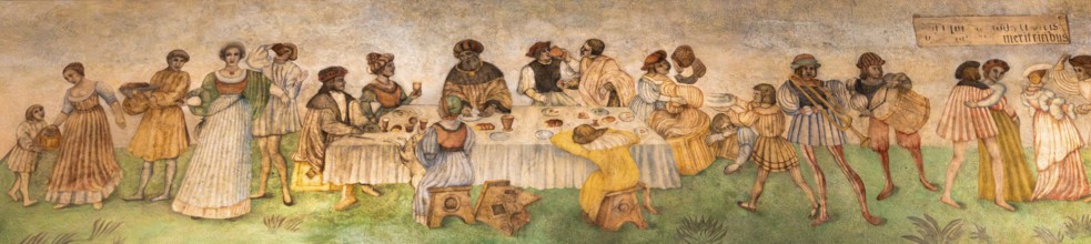 Ceiling fresco with memorial, Wawel Royal Castle, former residence and seat of government of the