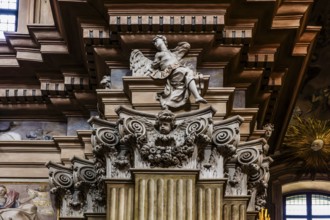 Stucco decoration by Baldassare Fontana, St. Anna church in baroque style, 1381, Krakow, Poland